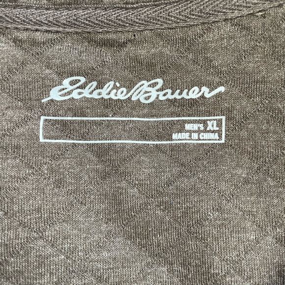Eddie Bauer Men’s Brown XLarge ¼ Neck Snap Buttons Quilted Design Pullover - Picture 9 of 13